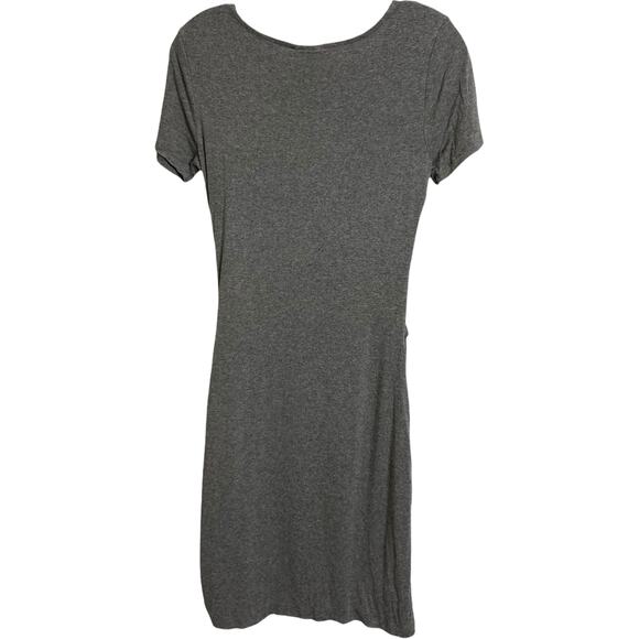 Metaphor Women's Dress Boho Short Sleeve A-Line Ruched Gray Scoop Neck Stretch S - Picture 3 of 5